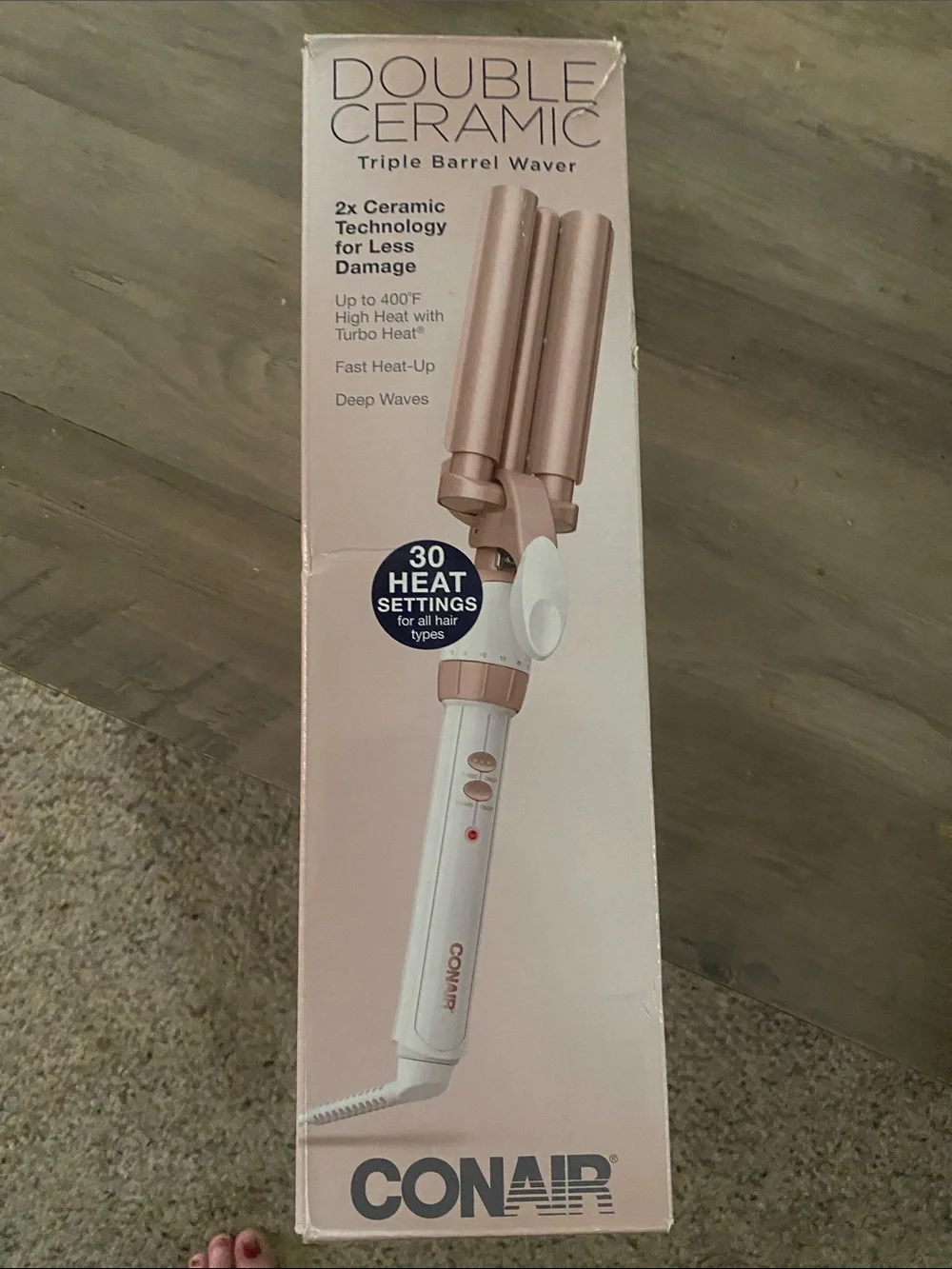 Conair Double Ceramic Triple Barrel Waver - Rose Gold/White